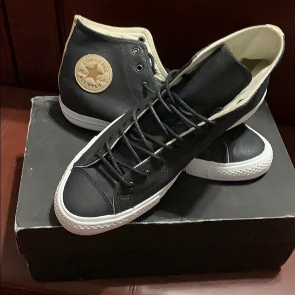 Black Leather Hightop Converse